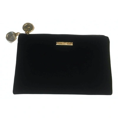 Pre-owned Giorgio Armani Velvet Clutch Bag In Black