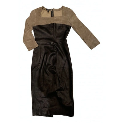 Pre-owned Baukjen Leather Mid-length Dress In Black