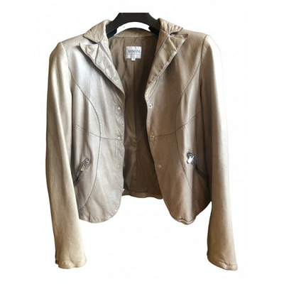 Pre-owned Giorgio Armani Leather Short Vest In Beige