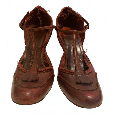 Pre-owned Pedro Garcia Leather Heels In Burgundy