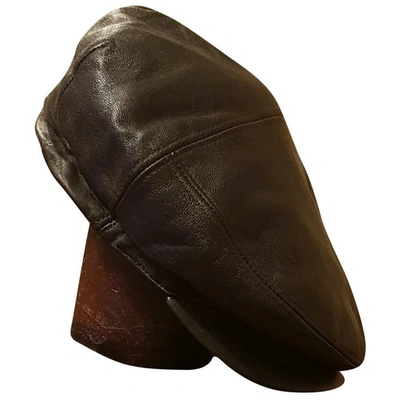 Pre-owned D&g Leather Cap In Brown