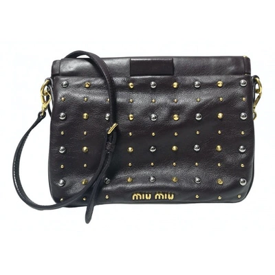 Pre-owned Miu Miu Leather Mini Bag In Brown