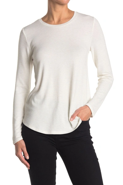 M Magaschoni Scoop Neck Long Sleeve Knit Top In White/heather Birch