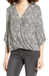 All In Favor Twist Hem Top In Ivory/ Black Abstract Animal