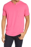 Good Man Brand Split Neck Pocket T-shirt In Neon Pink