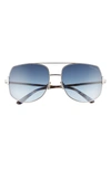 Tom Ford Lennox 62mm Oversize Aviator Sunglasses In Palladium/ Blue