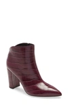 Marc Fisher Ltd Unno Pointed Toe Bootie In Wine Croco Leather