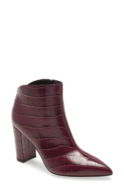 Marc Fisher Ltd Unno Pointed Toe Bootie In Wine Croco Leather