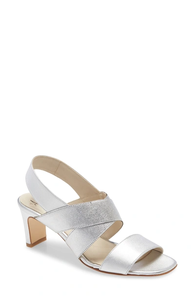 Amalfi By Rangoni Etty Strappy Leather Sandal In Silver Leather