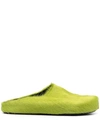 Marni Slip-on Calf Hair Slippers In Green