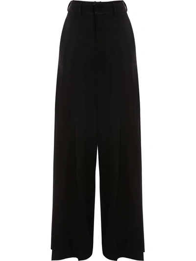 Jw Anderson Wide Leg Stitched Pleat Trouser In Black
