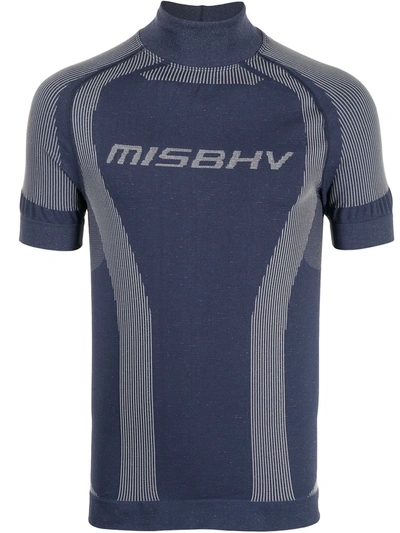 Misbhv Sport Active Classic T-shirt Blue Lycra Active T-shirt With Logo - Sport Active Classic In Muted Black