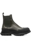 Alexander Mcqueen Men's Tread Leather Chelsea Boots In Green