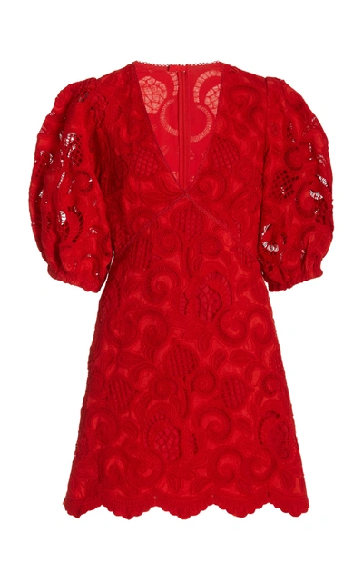 Alexis Blanca Broderie Anglaise Mini Dress In Red