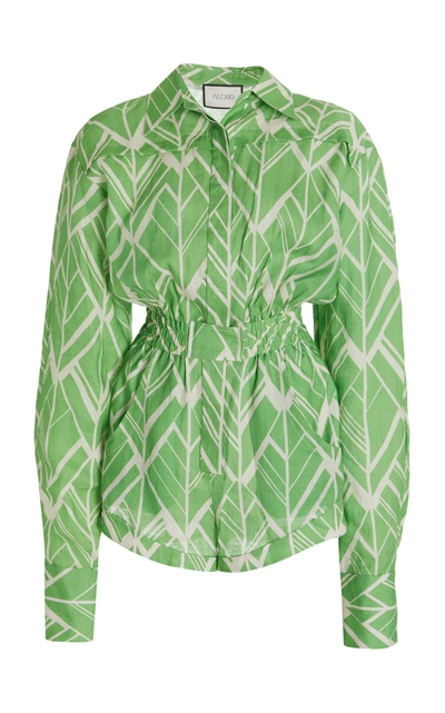 Alexis Monacco Printed Linen Romper In Green