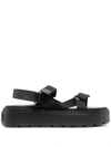 Valentino Black Uniqueform Flatform Sandals In Black