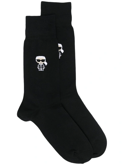 Karl Lagerfeld Karl Intarsia Socks In Black