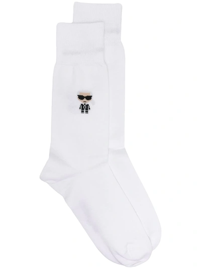 Karl Lagerfeld Karl Intarsia Socks In White