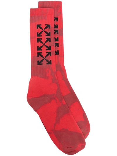Off-white Arrows-motif Socks In Red
