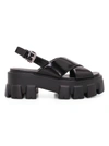 PRADA MONOLITH LEATHER SANDALS,1X558M055F0002