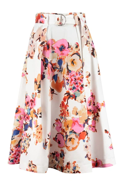 Msgm Printed Cotton Skirt In White