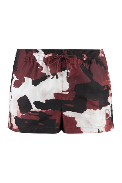 Dolce & Gabbana Logo And Camouflage-print Swim Shorts In Multicolor