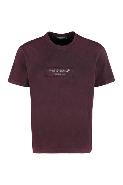 Dolce & Gabbana Logo Patch Short-sleeve T-shirt In Burgundy