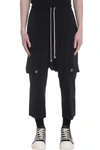 RICK OWENS CARGO CROPPED PANTS IN BLACK POLYAMIDE,RU21S6385NBS09