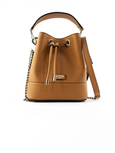 Lancel Grained Cow Leather Bucket Bag In Cammello