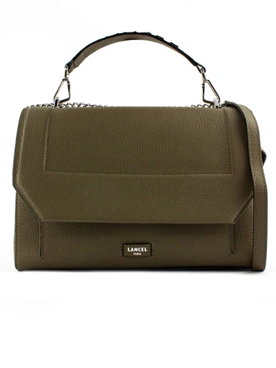 Lancel Khaki Leather Shoulder Bag In Verde