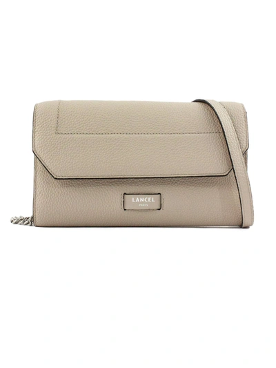 Lancel Roche Leather Chain Wallet In Gesso