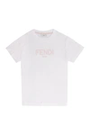 FENDI LOGO COTTON T-SHIRT,JUI026AEXL F0TX3.T