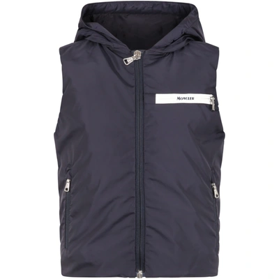 Moncler Kids' Blue Alexios Vest For Boy With Logo