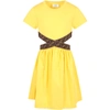 FENDI YELLOW DRESS FOR GIRL WITH DOUBLE FF,JFB443 7AJ F1BW2