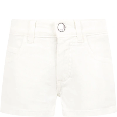 Fendi Kids' White Short For Girl With Iconic Double Ff