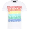 DSQUARED2 WHITE T-SHIRT FOR BOY WITH LOGOS,DQ0189 D004G D2T649U DQ100