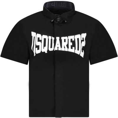 Dsquared2 Kids' Black Shirt For Boy With Logo