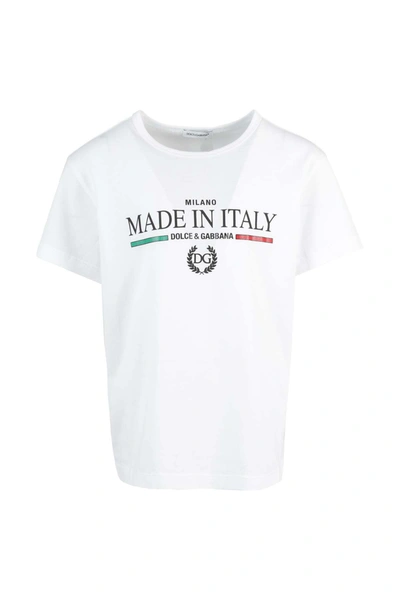 Dolce & Gabbana Kids' Logo Cotton T-shirt In White