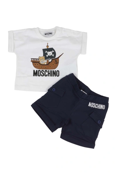 Moschino Babies' Jumpsuit In White Blue