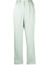 Forte Forte High-rise Houndstooth-print Cropped Trousers In Green