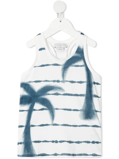 Stella Mccartney Teen Striped Palm Tree-print Tank Top In Blue,white