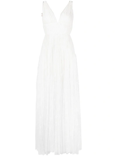 Maria Lucia Hohan Aletta Floral-embroidered Maxi Dress In White