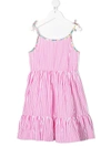 Polo Ralph Lauren Teen Stripe-print Tiered Sleeveless Dress In Pink