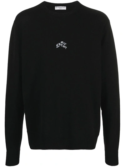 Givenchy Black Cashmere Embroidered Refracted Sweater In Nero