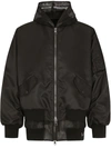 Dolce & Gabbana Nylon Jand Mesh Jacket With Hood In Black