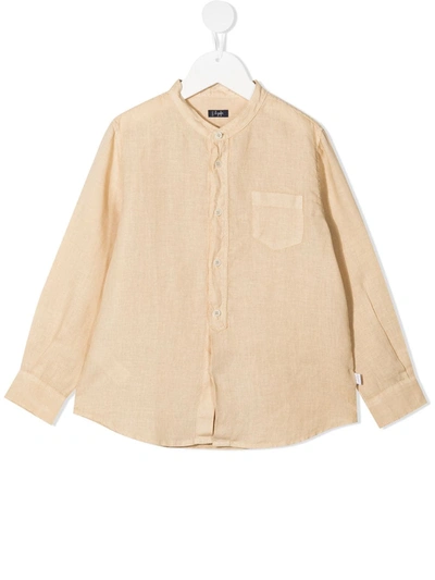 Il Gufo Kids' Mandarin-collar Long-sleeved Shirt In Neutrals