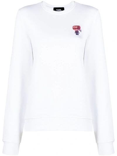 Karl Lagerfeld Logo-print Round Neck Sweatshirt In White