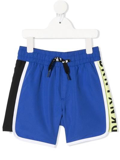 Dkny Kids' Side Stripe Shorts In Blue