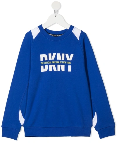 Dkny Kids' Blue Embroidered Logo Sweatshirt