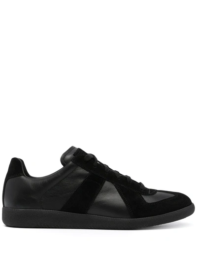Maison Margiela Low Top Sneakers Featuring Suede Panels In Black